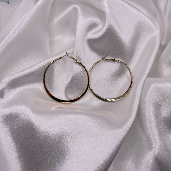 Saks Fifth Avenue Women's Gold Tone Sleek Hoop Earrings - Picture 2 of 11